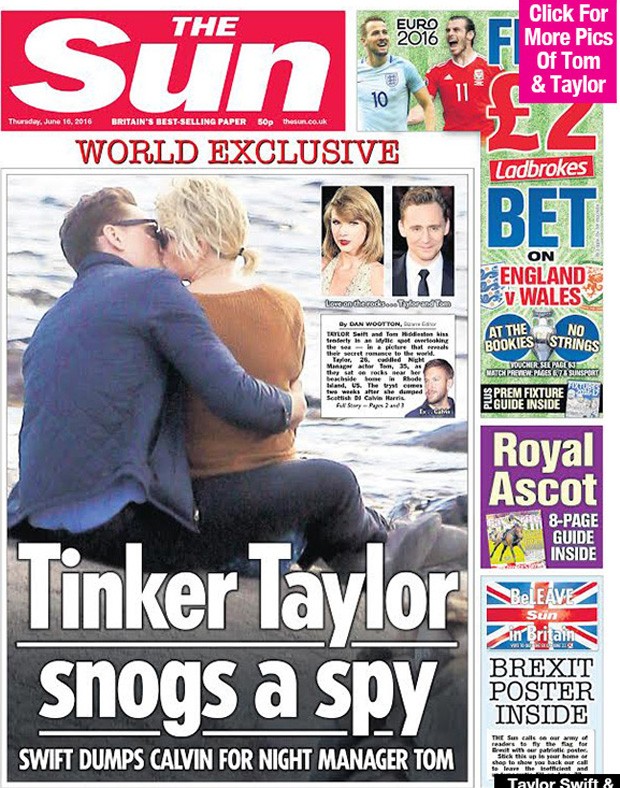 Tom Hiddleston e Taylor Swift se beijam (Foto: the sun/reprodução) Tom Hiddleston e Taylor Swift se beijam (Foto: the sun/reprodução)
