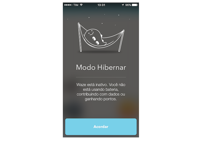 Waze para iPhone no modo de hibernação (Foto: Reprodução/Marvin Costa)