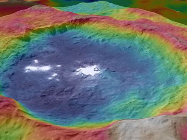Cratera Occator tem o grupo mais impressionante de pontos brilhantes de Ceres  (Foto: NASA/JPL-Caltech/UCLA/MPS/DLR/IDA)