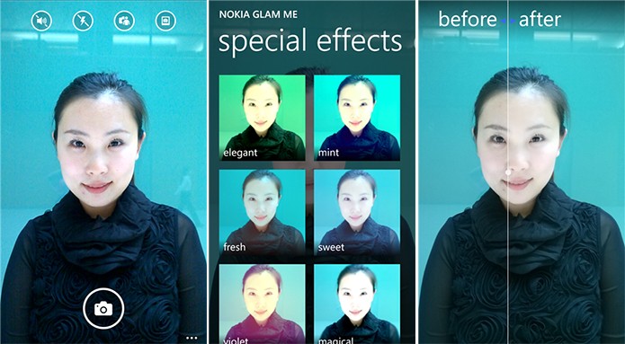 Nokia Glam Me oferece diversas opções e filtros para os amantes dos selfies (Foto: Divulgação/Windows Phone Store)
