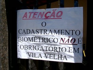 O cadastramento não é obrigatório em outros municípios da Grande Vitória (Foto: Reprodução/ TV Gazeta)