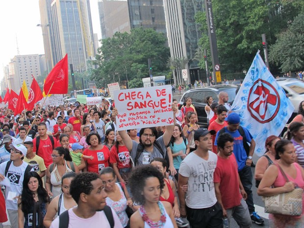 Grupo protesta na Avenida Paulista (Foto: Guilherme Tosseto/G1)