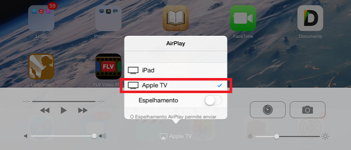 Selecionando a Apple TV no AirPlay (Foto: Reprodução/Edivaldo Brito)