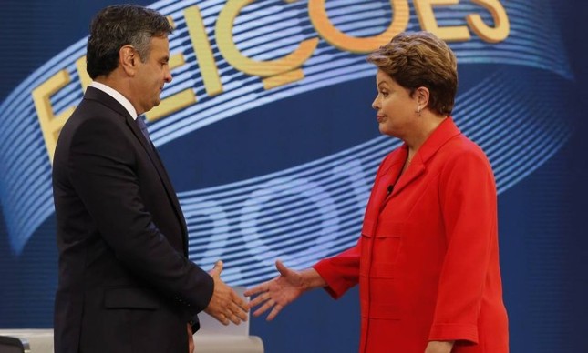 Aécio Neves e a presidente Dilma em debate   (Foto: Alexandre Cassiano)
