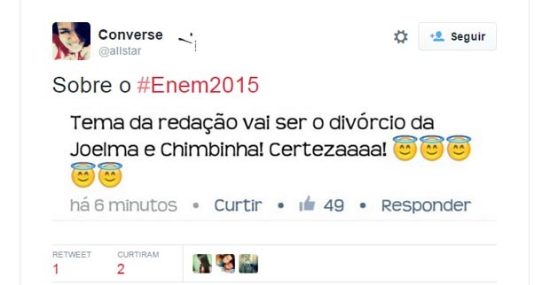 Enem 2015 - internautas postam piadas e lamentos sobre o dia da prova (Foto: Reprodução/Twitter)