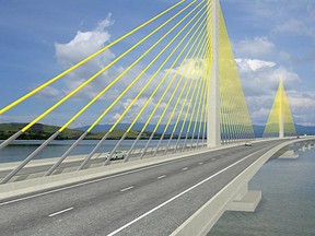 Projeto da Ponte Estaiada de Laguna (Foto: Divulgação/Iguatemi e Engevix)
