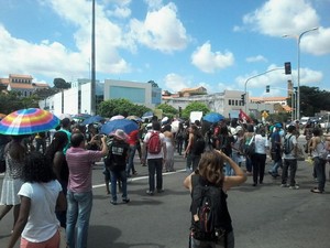 Professores da rede municipal de São Luís também fazem protesto, em São Luís (Foto: João Ricardo/G1)