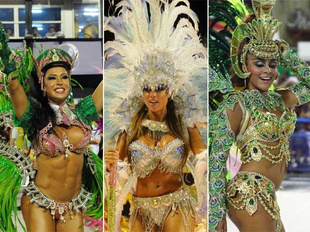 Gracyanne Barbosa (Mangueira), Nicole Bahls (Beija-Flor) e Rafaela Gomes (São Clemente), algumas das musas do carnaval (Foto: Alexandre Durão e Rodrigo Gorosito / G1)