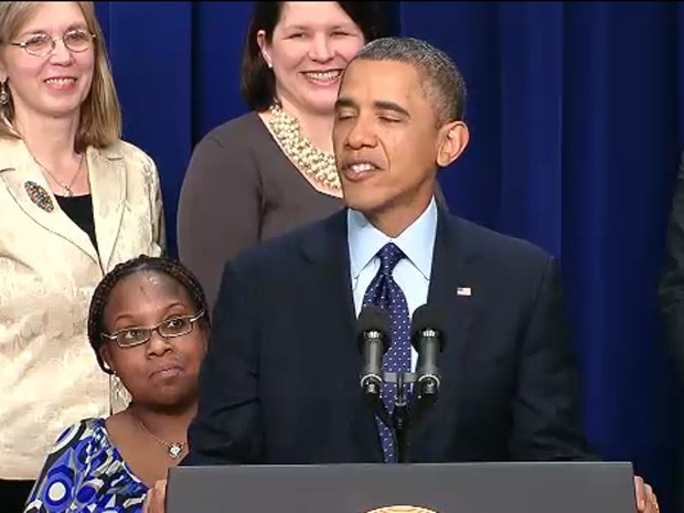 O presidente dos EUA, Barack Obama, em pronunciamento na Casa Branca nesta segunda-feira (31) (Foto: Reprodução/Casa Branca)