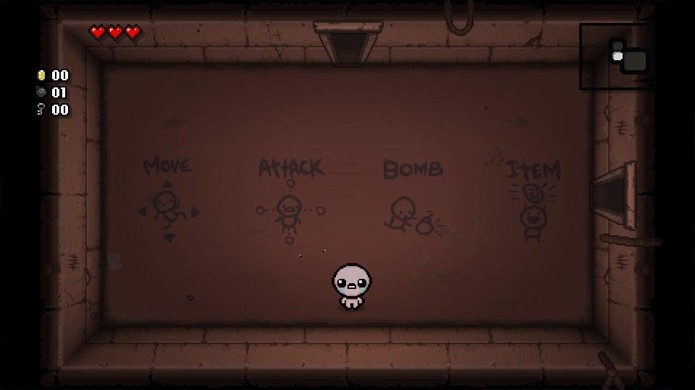 Os controles de The Binding of Isaac: Rebirth são simples e acessíveis (Foto: Reprodução: Rafael Monteiro)