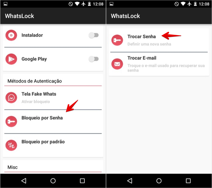 Alterando senha de bloqueio do WhatsApp (Foto: Reprodução/Helito Bijora)