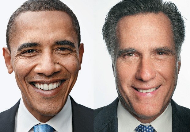 OS CANDIDATOS Barack Obama e Mitt Romney em retratos feitos para a campanha. Os americanos irão às urnas na terça-feira dia 6 (Foto: Ben Baker/Redux e Michael O’Neill/Corbis Outline)