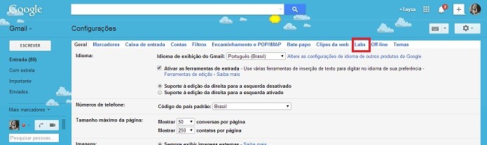 Clique na aba Labs (Reprodução/Taysa Coelho)