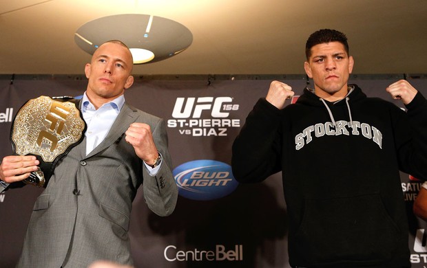 Georges St-Pierre e Nick Diaz coletiva UFC (Foto: Getty Images)