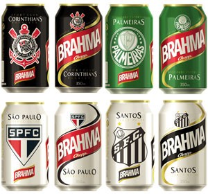 Brahma terá latas do Corinthians, São Paulo, Palmeiras e Santos, em Sâo Paulo (Foto: Divulgação)