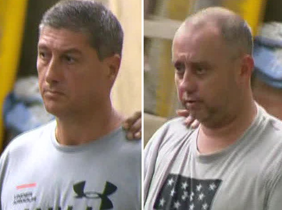 Ronnie Lessa e Élcio Queiroz vão a audiência de custódia — Foto: Reprodução/TV Globo 