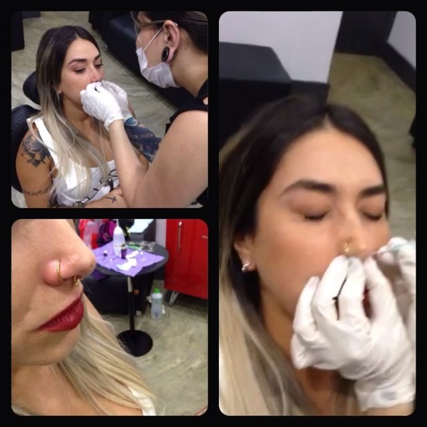 Dani Bolina coloca piercing (Foto: Reprodução/ Instagram)