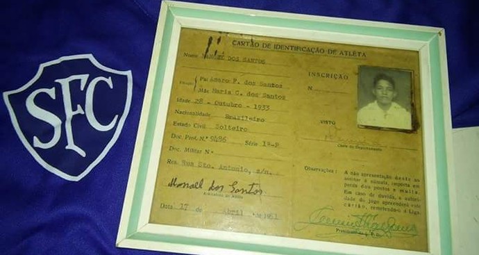 Registro do Garrincha, encontrado pelo clube Serrano (Foto: Guilherme Rabello/Arquivo Pessoal)