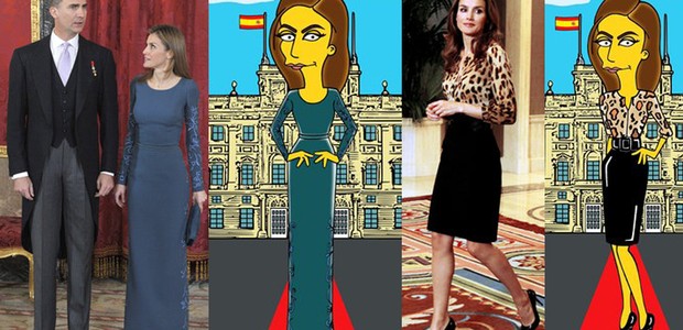 Letizia Ortiz e os figurinos imitados no desenho (Foto: Reprodução)