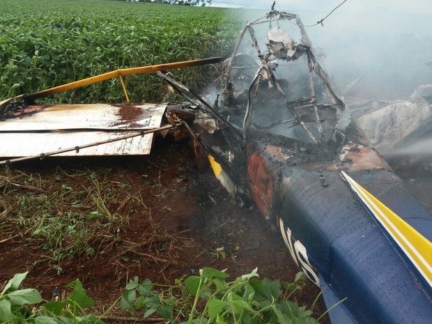 Avião agrícola cai e deixa os dois ocupantes mortos em Goiás, diz polícia (Foto: Divulgação/Polícia Civil)