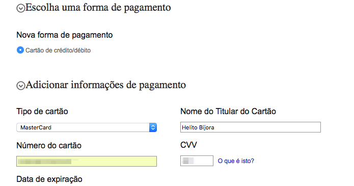 Adicione suas informações pessoais e de pagamento (Foto: Reprodução/Helito Bijora)