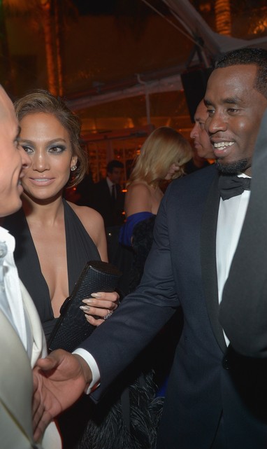 Jennifer Lopez e Casper Smart com P Diddy (Foto: Charley Gallay/ Getty Images)