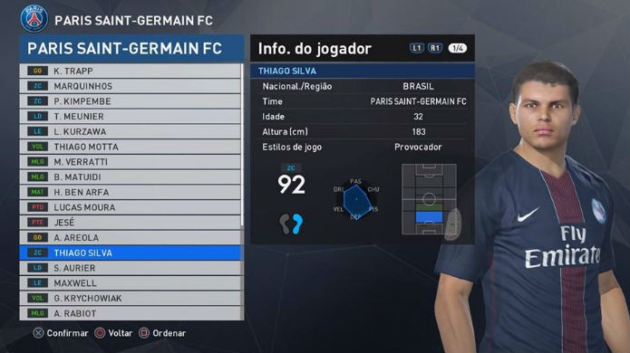 Thiago Silva é o melhor zagueiro de PES 2017 (Foto:Reprodução/Thomas Schulze)