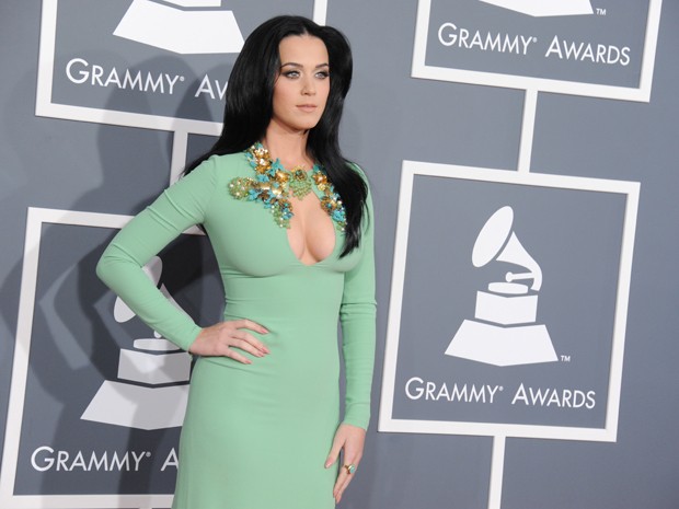 Katy Perry na festa do Grammy, no domingo (10) (Foto: AP/Jordan Strauss)