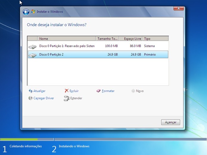 Formatação durante a instalação do Windows (Foto: Reprodução / Dario Coutinho)