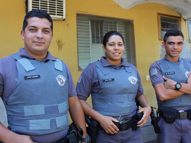 Policiais Cassiano, Tássia e Antonio (Foto: Mariane Rossi/G1)