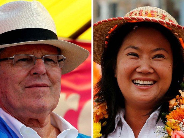 Combinação de fotos mostra os candidatos presidenciais no Peru, Pedro Pablo Kuczynski e Keiko Fujimori, durante eventos de campanha realizados em Lima e Huacho (Foto: REUTERS/Mariana Bazo)