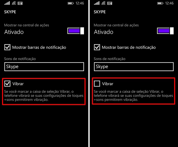 Windows Phone também pode ter vibração de notificações personalizadas por aplicativo (Foto: Reprodução/Elson de Souza)