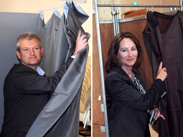 Montagem de fotos feitas neste domingo (17) mostra os candidatos Olivier Falorni e Segolene Royal  (Foto: AFP)