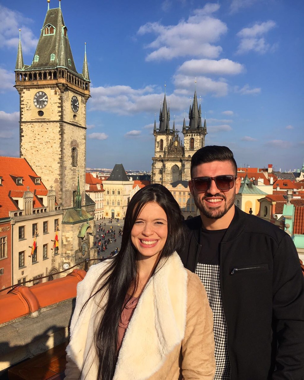 Peu fez turismo com a esposa em Praga (República Tcheca), que é perto de Samorin (Foto: Arquivo pessoal)