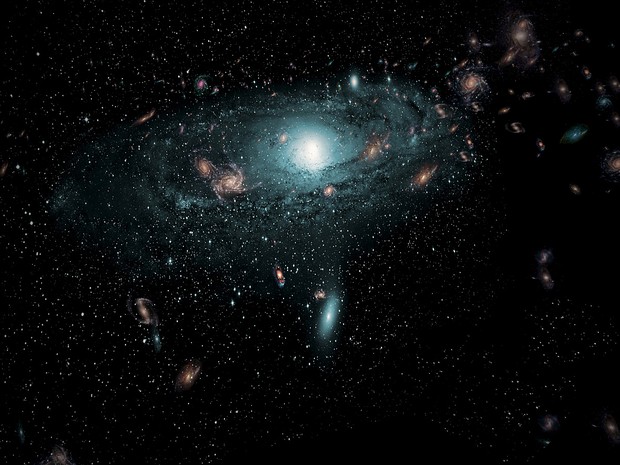 Ilustração mostra galáxias encontradas na 'zona proibida' atrás da Via Láctea (Foto: ICRAR/Reuters)
