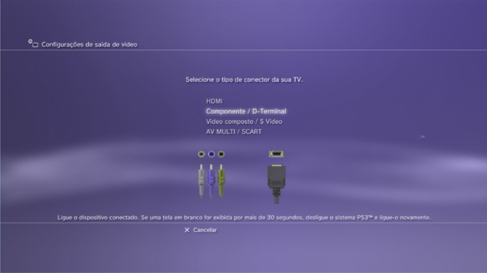 Configurações de Componente / Terminal D do PS3 (Foto: Divulgação).