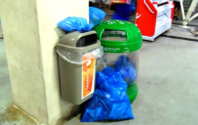 torcida japoneses recolhendo lixo após jogo (Foto: Chandy Teixeira)