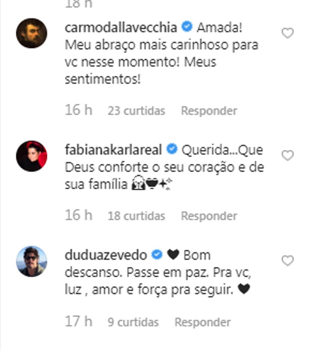 Vanessa Gerbelli recebe apoio de amigos (Foto: Reprodução/Instagram) Vanessa Gerbelli recebe apoio de amigos (Foto: Reprodução/Instagram)