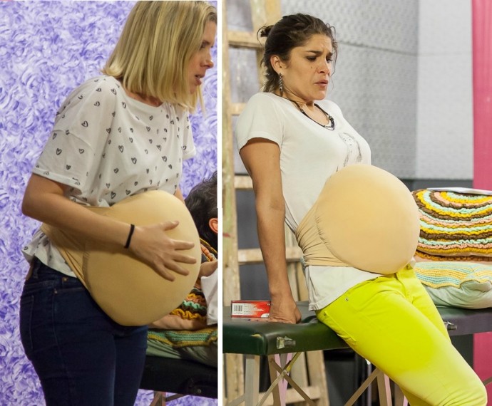 Dani Valente e Priscila Fantin grávidas no ensaio do Tomara que Caia (Foto: Artur Meninea/Gshow)