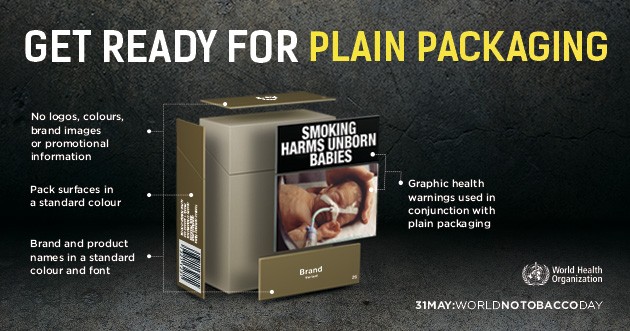 Nova embalagem de cigarro proposta pela OMS deve ser mais &quot;neutra&quot; (Foto: OMS/Divulgação)