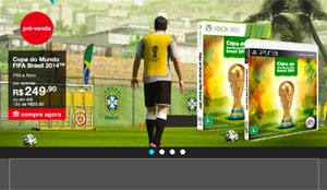 Lojas online como a Americanas.com (foto) já vendem em 'pré-venda' o game da Copa do Mundo por R$ 250 (Foto: Reprodução/Americanas.com)
