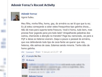 Professor da UFRPE publicou esta mensagem na noite da quinta (9) (Foto: Reproduçao/Facebook) Professor da UFRPE publicou esta mensagem na noite da quinta (9) (Foto: Reproduçao/Facebook)