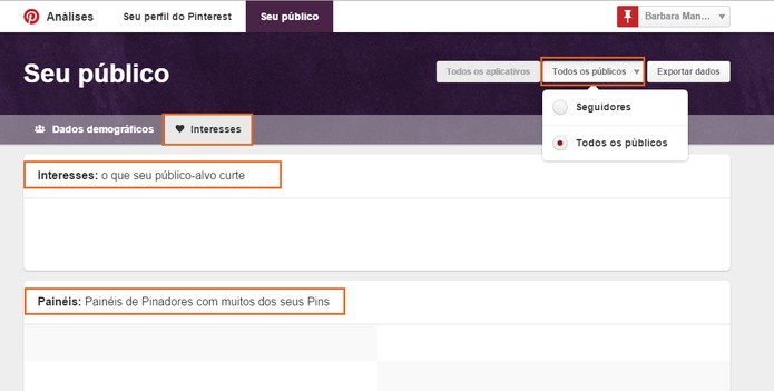 Selecione o tipo de público que deseja mostrar na análise (Foto: Reprodução/Barbara Mannara)