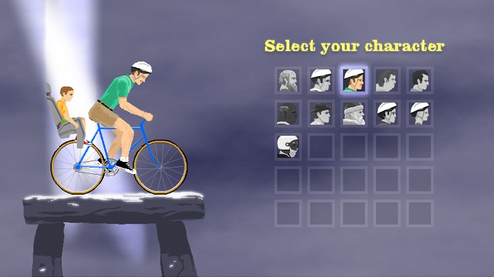 Cada personagem em Happy Wheels possui vantagens, desvantagens e habilidades diferentes (Foto: Reprodução/Rafael Monteiro)