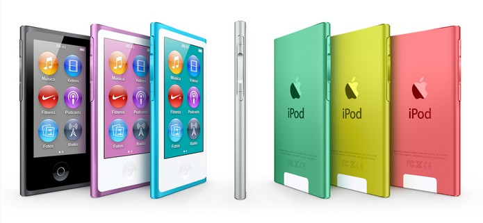 iPod Nano tem tela touchscreen e pode ser sincronizado com o Spotify, mas funções são limitadas (Foto: Divulgação/Apple)