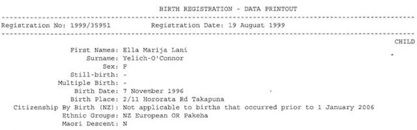 Certidão de nascimento de Lorde (Foto: Getty Images)