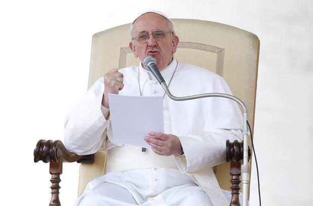 O Papa Francisco durante a primeira audiência pública de seu pontificado, nesta quarta-feira (27) (Foto: Reuters)