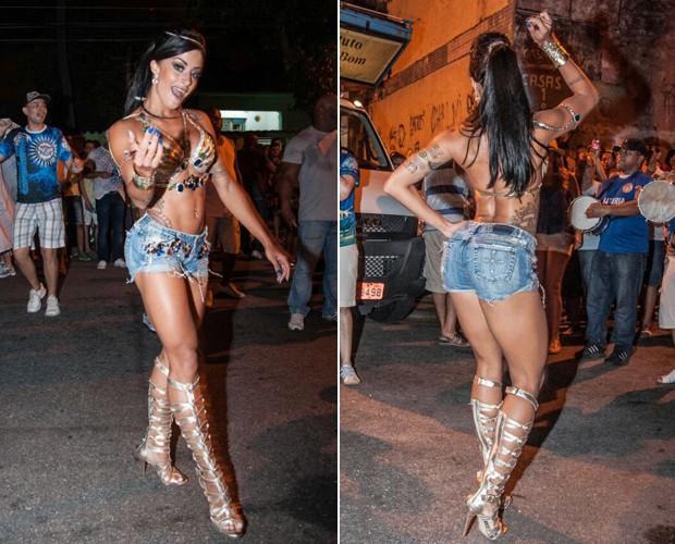Aline Riscado estreia como rainha de bateria no carnaval de 2014 (Foto: Dan Alves)