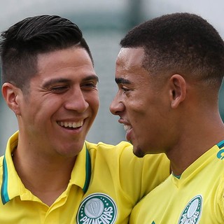 Cristaldo e Gabriel Jesus Palmeiras treino (Foto: Cesar Greco/Ag Palmeiras/Divulgação) Cristaldo e Gabriel Jesus Palmeiras treino (Foto: Cesar Greco/Ag Palmeiras/Divulgação)