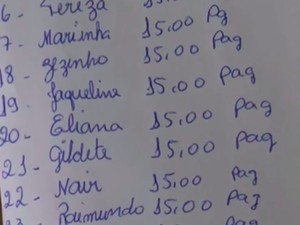 Mãe mostra lista com relação de pagamento do combustível (Foto: Reprodução/TV São Francisco)